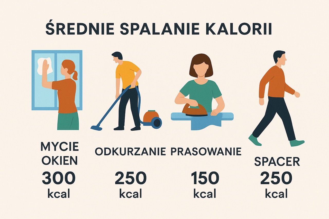 średnie spalanie kalorii infografika